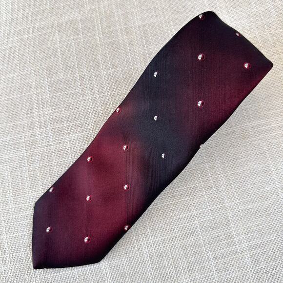 Vintage Mark of California Red Black Gradient Tie‎ Foulard Dots Jacquard Short - Picture 1 of 9